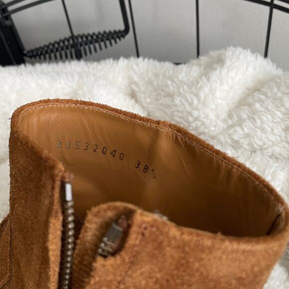 Authentic Saint Laurent Brown Suede Leather Harness Pointed Ankle Boots - Picture 4 of 7